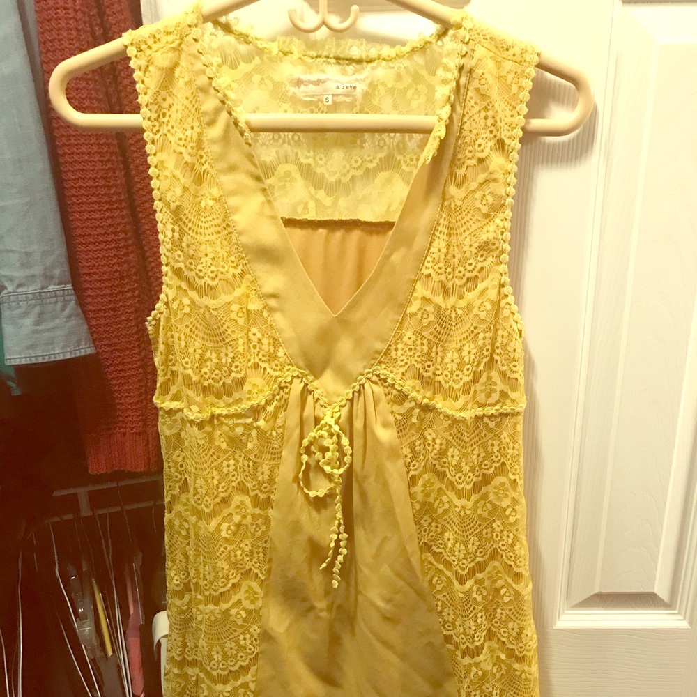 Boutique light mustard yellow lace sundress